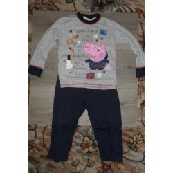 2 x Christmas / Xmas PJ Pyjama set. Age 3-4. Peppa pig / The Snowman fleece top ?5